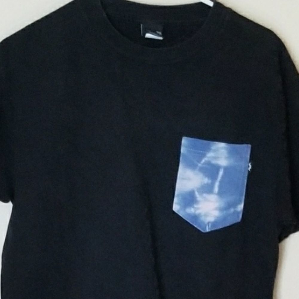 Black T-Shirt with Blue Pocket
